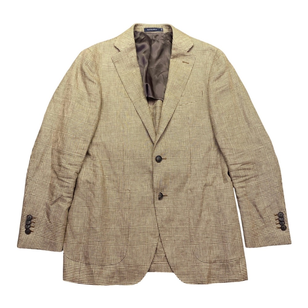 Suitsupply Havana Patch Slim Blazer 36R Camel Check Baird McNutt Irish Linen
